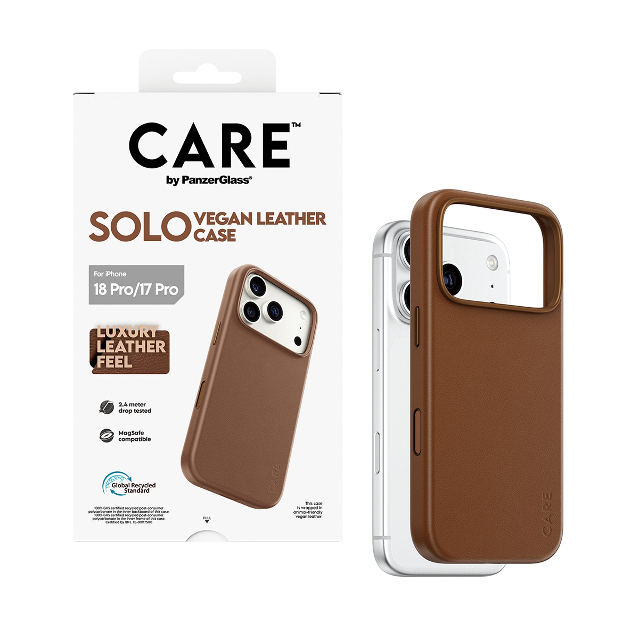 CARE™ by PanzerGlass® Solo Vegan Leather Case Brun m. MagSafe iPhone 18 Pro | 17 Pro
